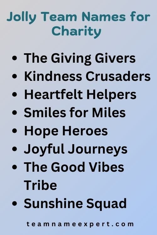 Jolly Team Names for Charity